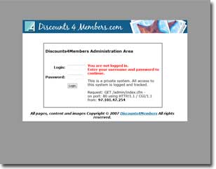 Archived homepage of Discounts 4 Members